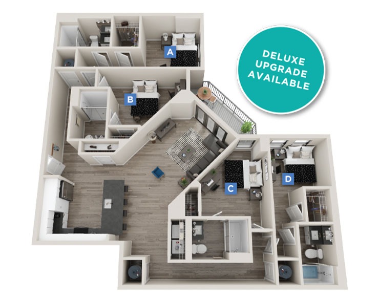 Dover 1 - 4x4 Floor plan